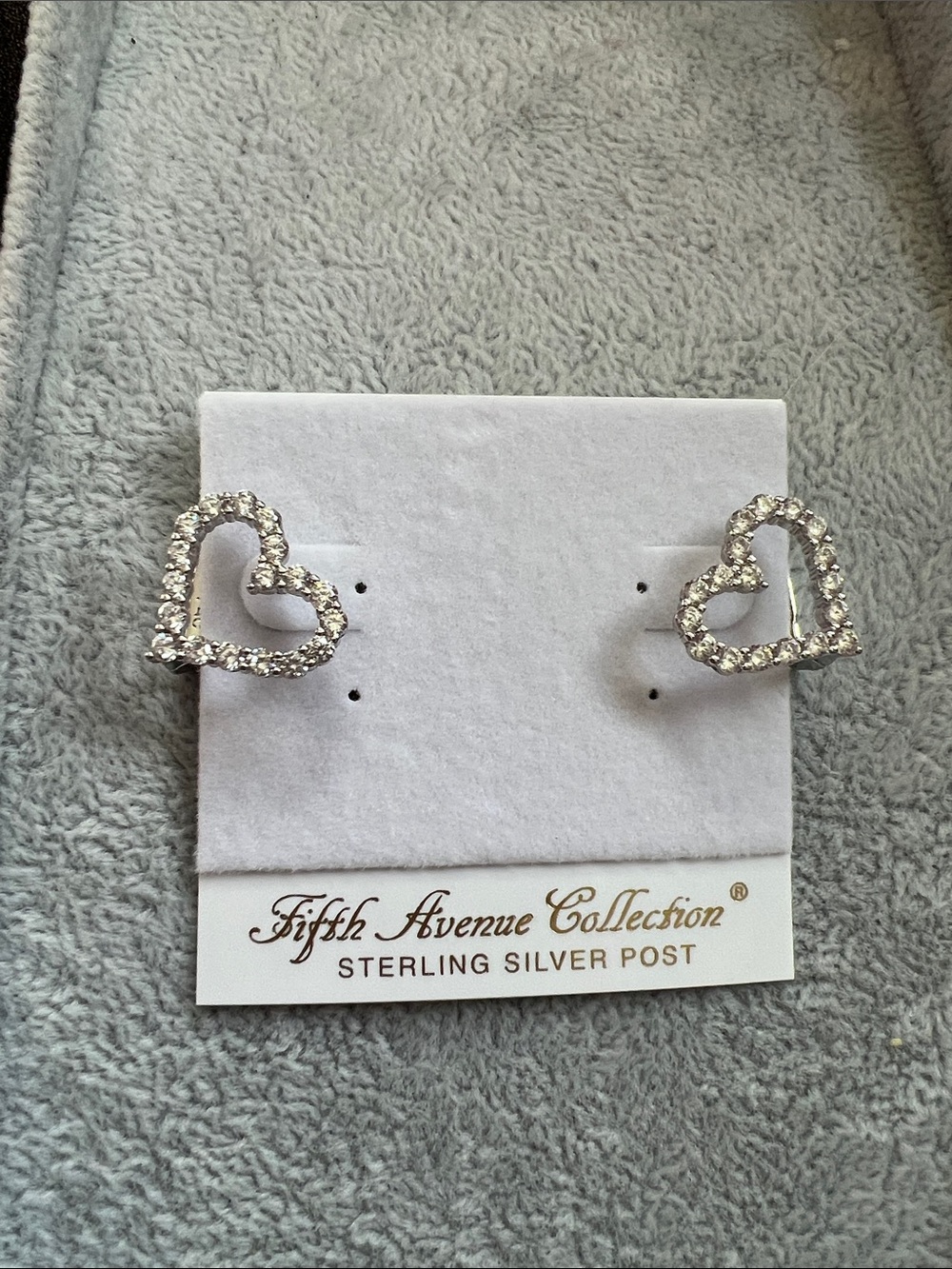 Fifth Avenue Collection Silver Crystal Heart Stud Earrings - Silver